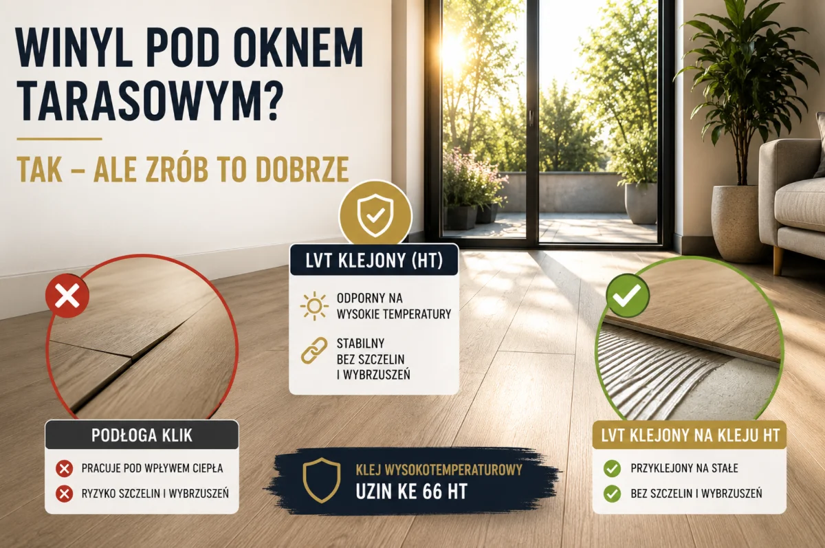 Czy można montować panele winylowe pod oknem tarasowym?