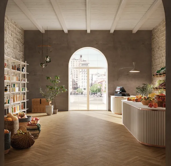 Invictus Toffee 45 Jodełka - Parquet Dryback LVT - New England Oak