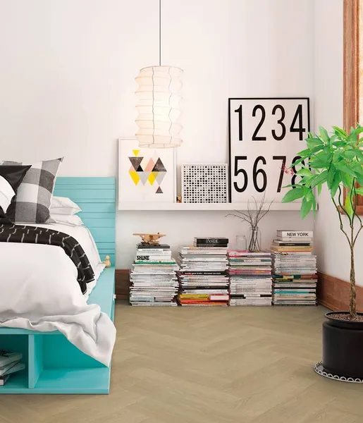 Project Floors Mellow Woods PW 5011 dąb miodowobeżowy jodełka klejona Dryback LVT panele winylowe