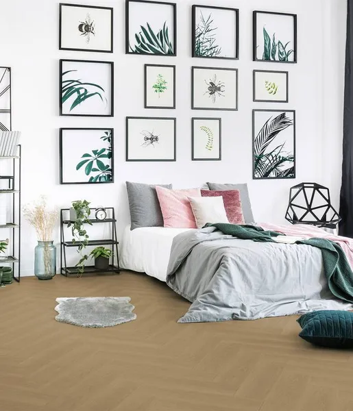 Project Floors Mellow Woods PW 5012 dąb beżowobrązowy jodełka klejona Dryback LVT panele winylowe