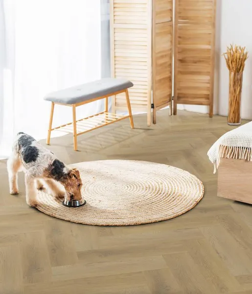 Project Floors Mellow Woods PW 5001 dąb brązowobeżowy jodełka klejona Dryback LVT panele winylowe