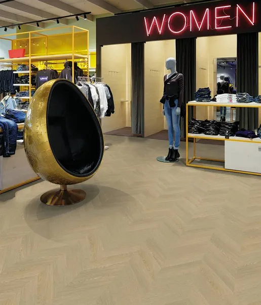 Project Floors Mellow Woods PW 5021 dąb kremowy jodełka francuska chevron klejona Dryback LVT panele winylowe