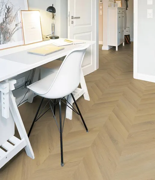 Project Floors Mellow Woods PW 5001 dąb brązowobeżowy jodełka francuska chevron klejona Dryback LVT panele winylowe